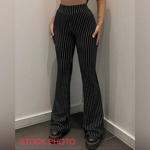 SHEIN ICON Pinstriped Flare Pants - L